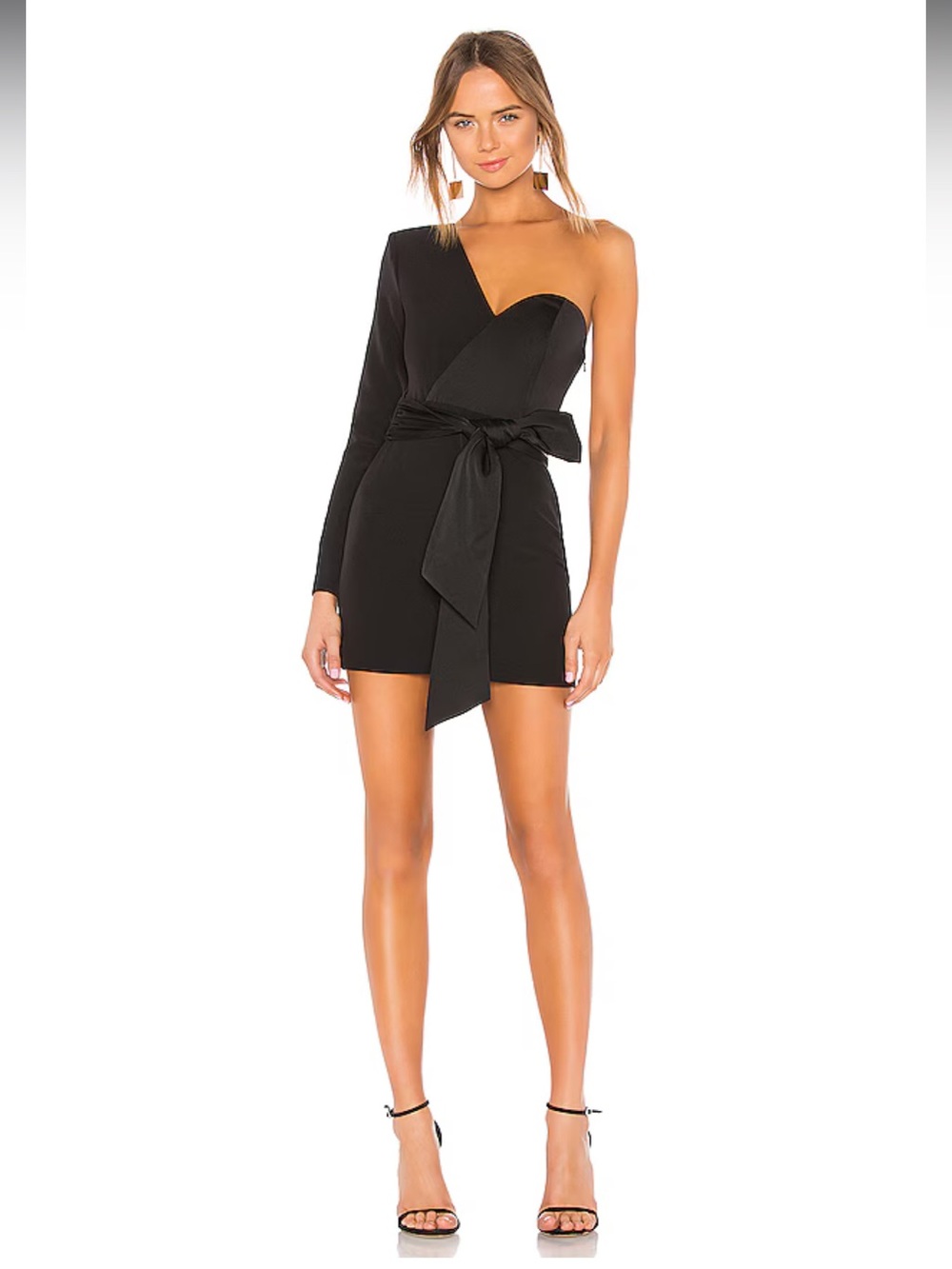 NBD Revolve Monsieur One Shoulder Mini Dress in Black Size Small